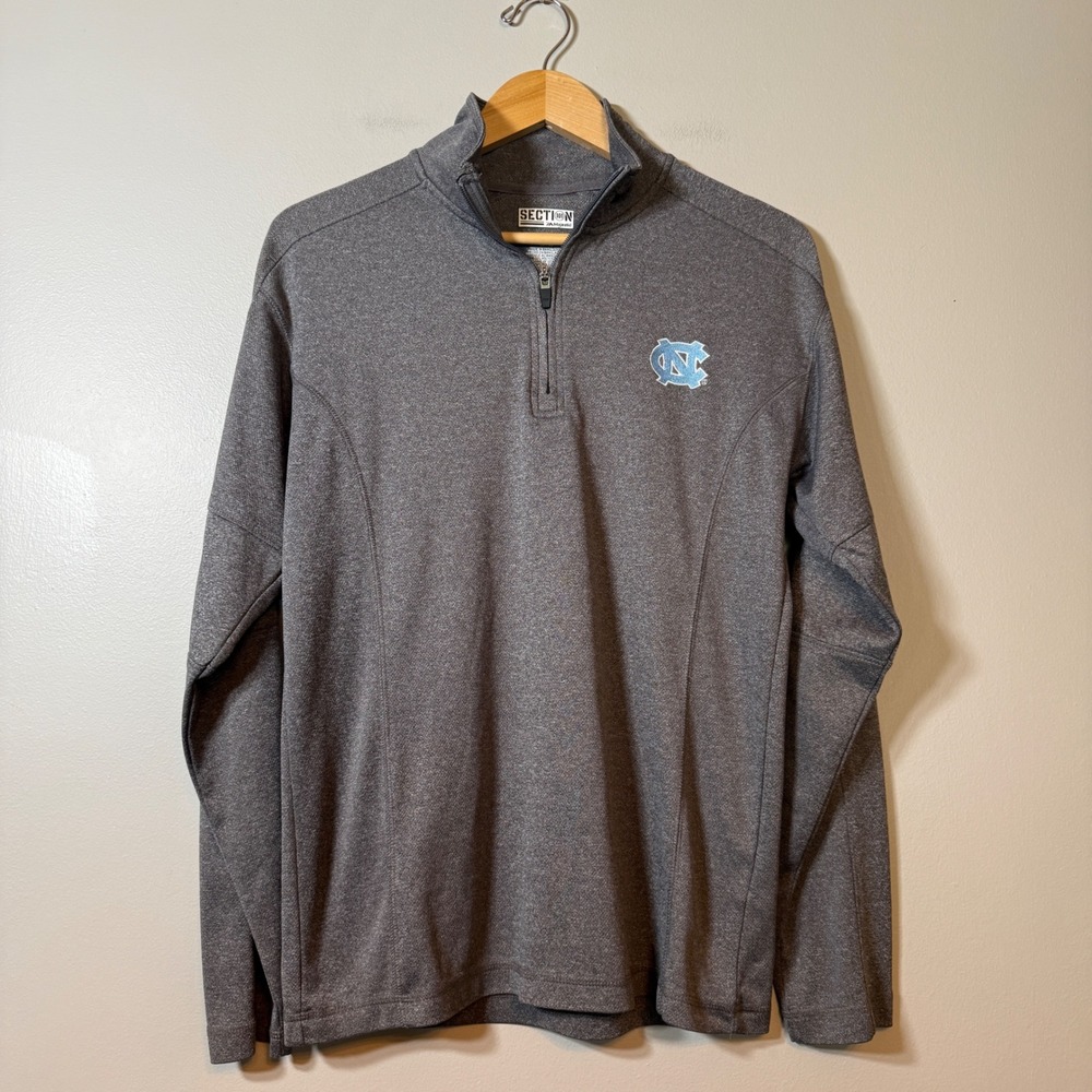 Majestic UNC Tar Heels Quarter Zip Pullover Mens Medium Grey North Carolina